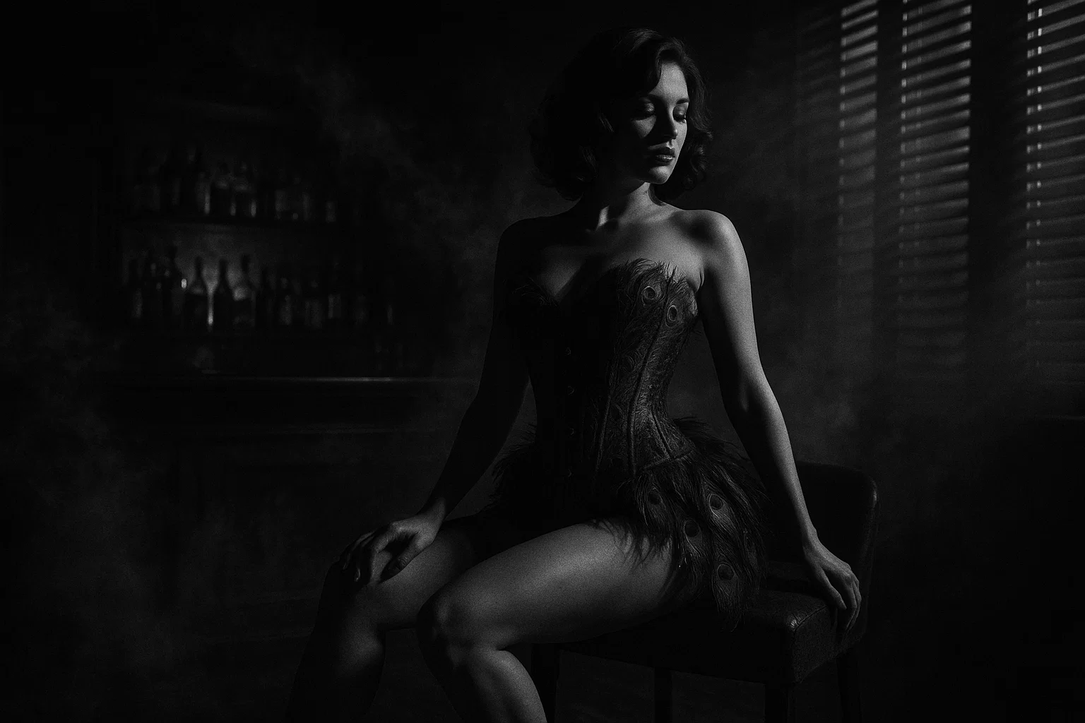 Shooting boudoir vintage élégant noir et blanc